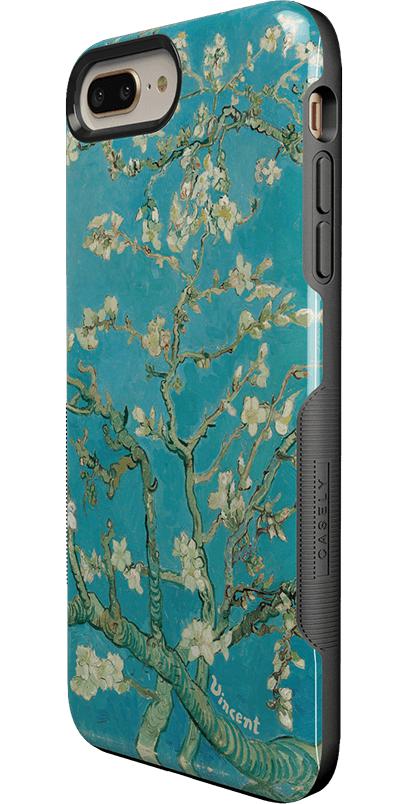 Printed Faux Leather Flip Phone Case For iPhone - Almond-Blossom-Van-Gogh